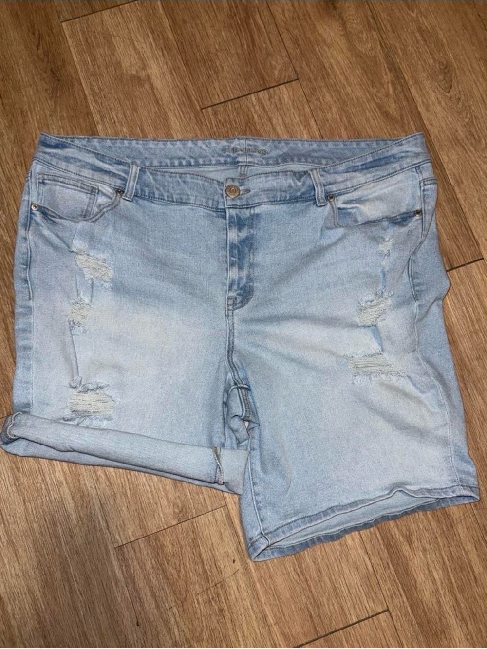 Maurices Light Blue Distressed Denim Shorts